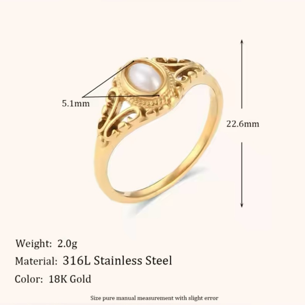 18k Gold Plated Delicate Natural Freshwater Pearl Rings - Picture 8 of 10